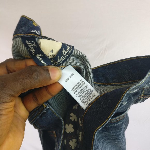 LB RILEY BOOTCUT JEANS in distressed BLUE WASH w4/27 +MEASUREMENTS - Picture 7 of 9